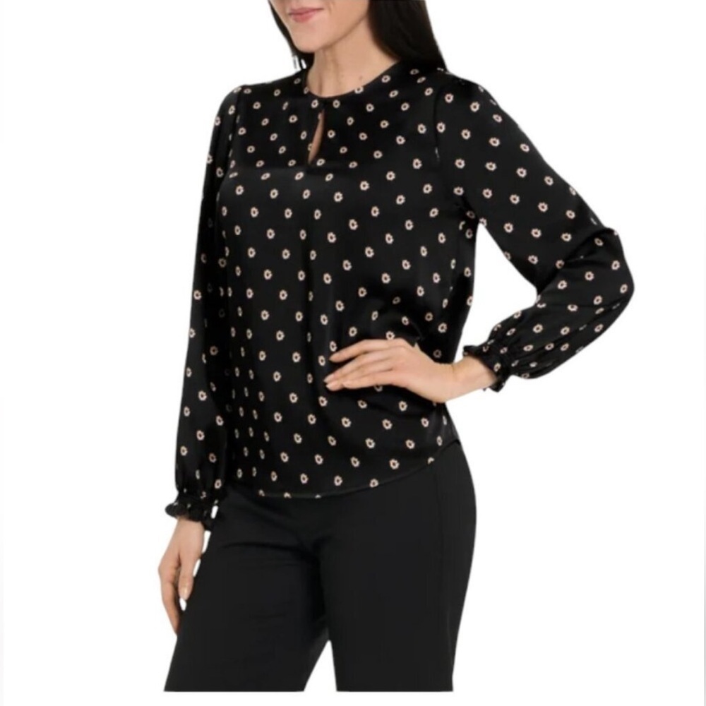 Ted Baker Black Floral Print Blouse – Size XS